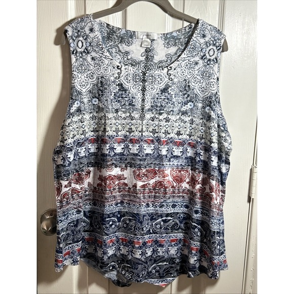 CJ Banks Tops - CJ Banks Shirt Multicolor Patterned Sleeveless Size 1x Tank Top Shirt